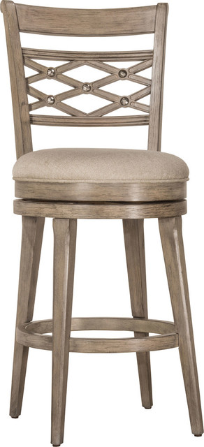 Hillsdale Chesney Wood Counter Height Swivel Stool with Hammered Metal Detailing