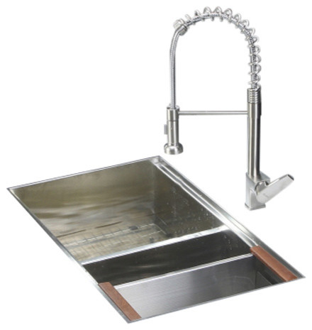 Ruvati RVC1382 Stainless Steel Kitchen Sink and Stainless Steel Faucet Set