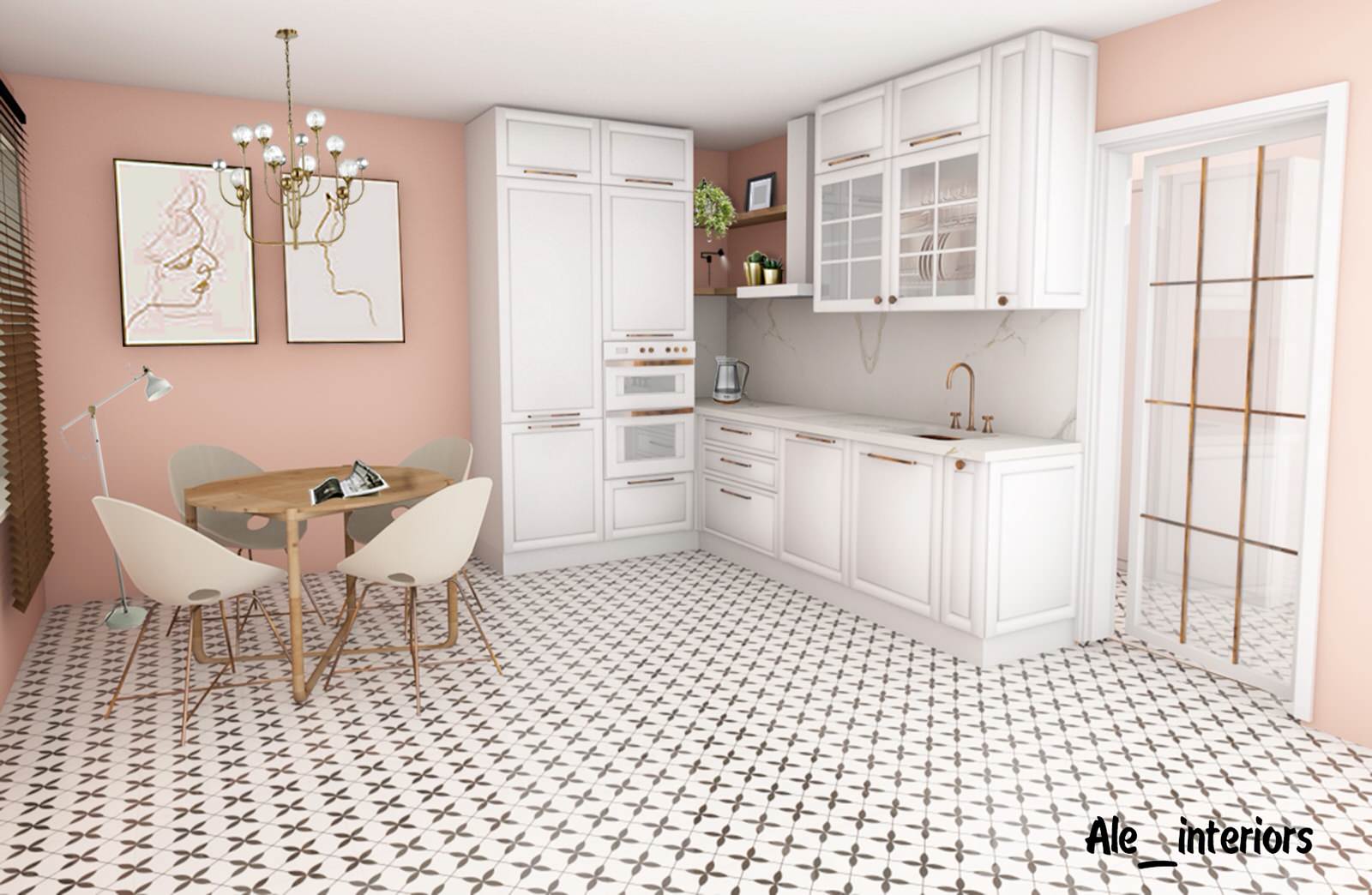 Белая кухня в смешанном стиле неоклассика - сканди