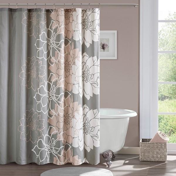 Madison Park Cotton Sateen Floral Printed Shower Curtain With