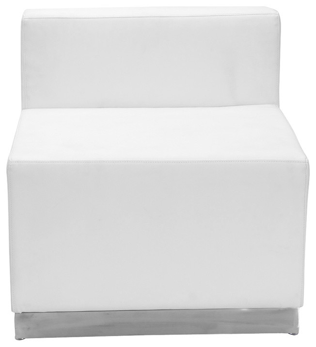 Melrose White Leather Chair With Brushed Stainless Steel Base, 25.5"W x 25.25"D x 27"H