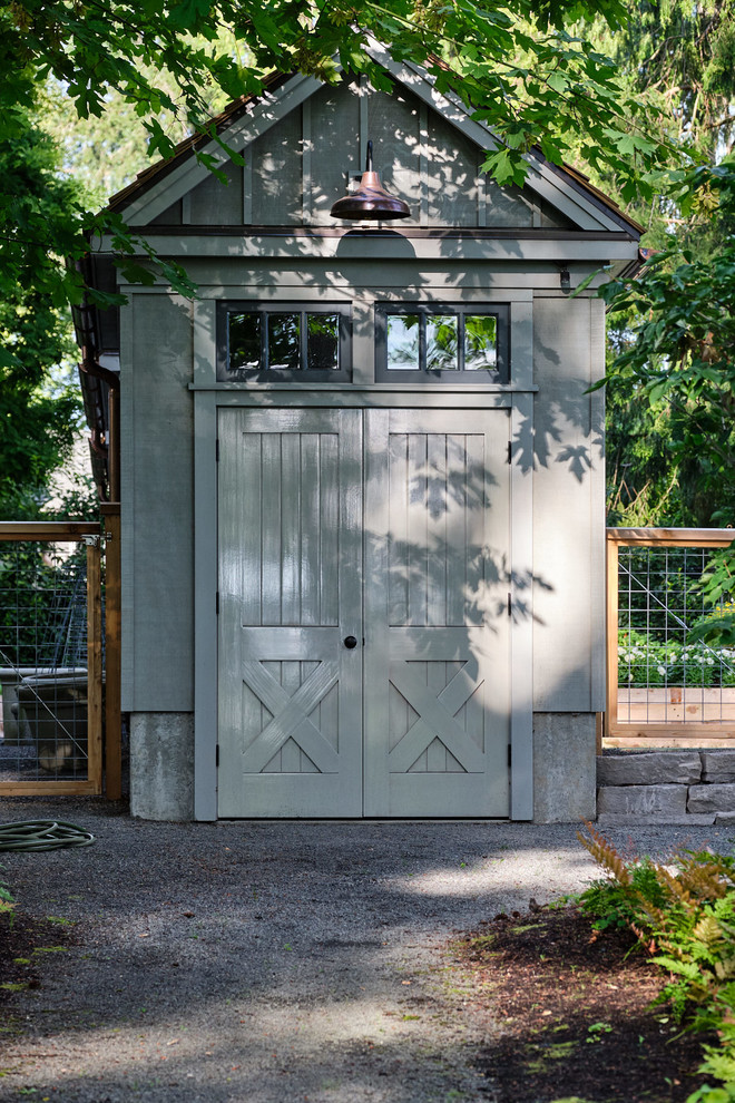 Inspiration for a mid-sized traditional detached garden shed in Portland.