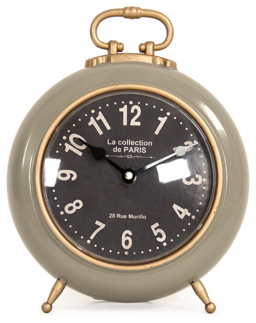 Circular Sage Green Table Clock Contemporary Desk And Mantel Clocks