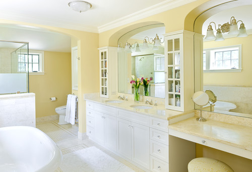 yellow tile bathroom paint colors