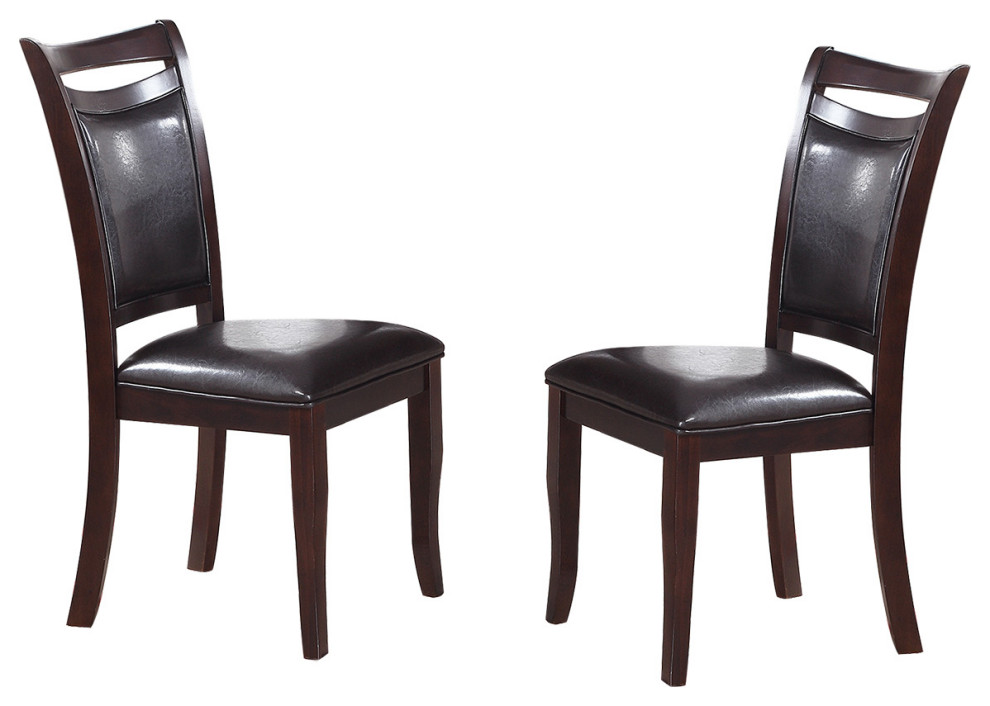 Dark Espresso Upholstered Dining Chairs, Set of 2, Standard Height