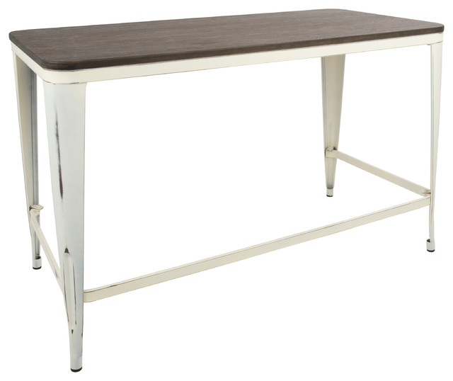 LumiSource Pia Desk in Vintage Cream With Espresso Top Industrial