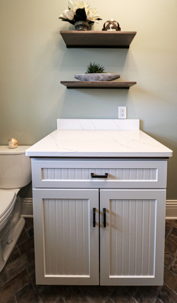 Combination Laundry Room and Powder Room Transitional Powder Room