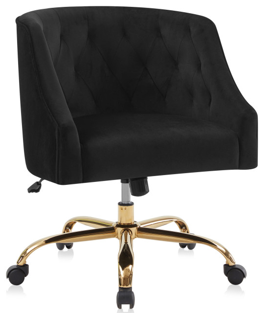 Velvet Home Office Chair, Rolling Swivel Desk Chair, Adjustable Height Contemporary Office