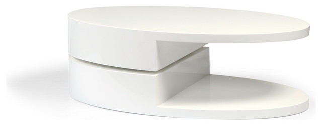 White Hi Gloss Oval Coffee Table With, Swivel Coffee Table White