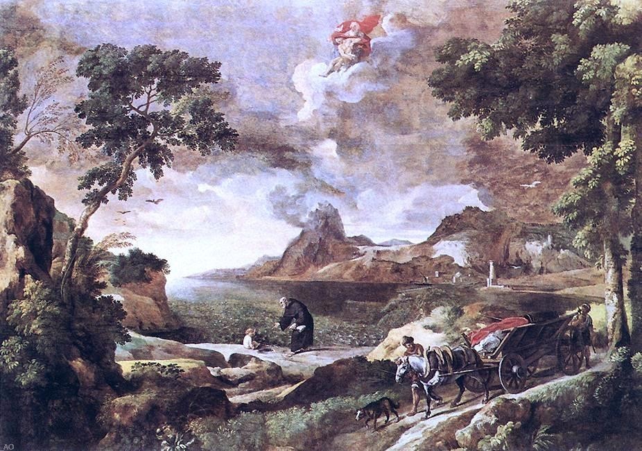 Gaspard Dughet Landscape With St Augustine and the Mystery Print