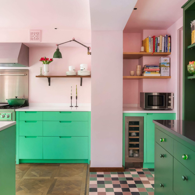 Granada Green Kitchen - Flat Panel eclectic-kitchen