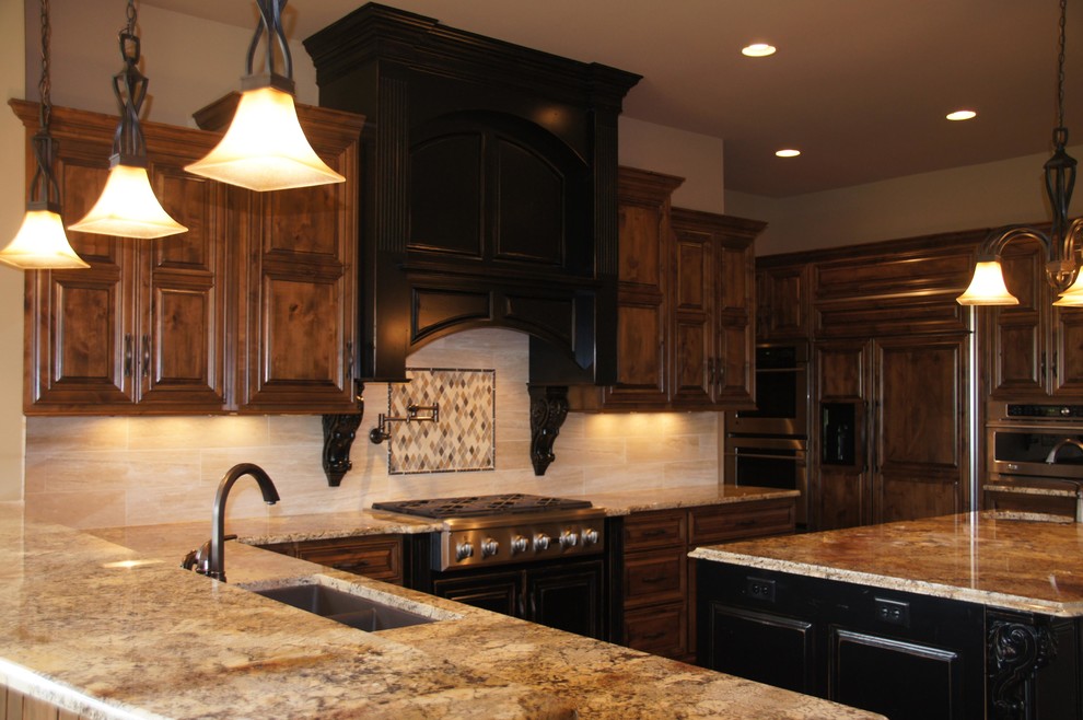 Example of a transitional kitchen design in Omaha