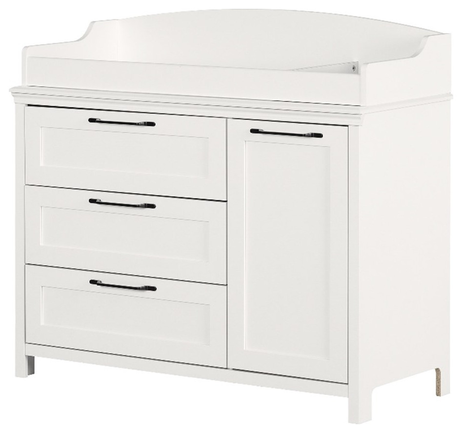 Pemberly Row Modern Changing Table with Station Wide Pure White