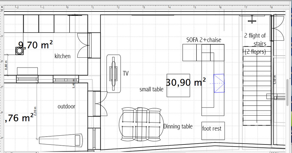 How to arrange dinning + living room in one 30sq feet room?