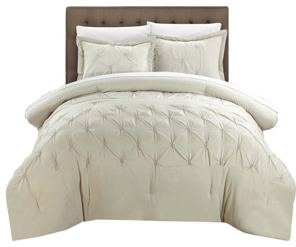 Chic Veronica 3 Piece Nica Pinch Pleat Pintuck Duvet Cover Set King