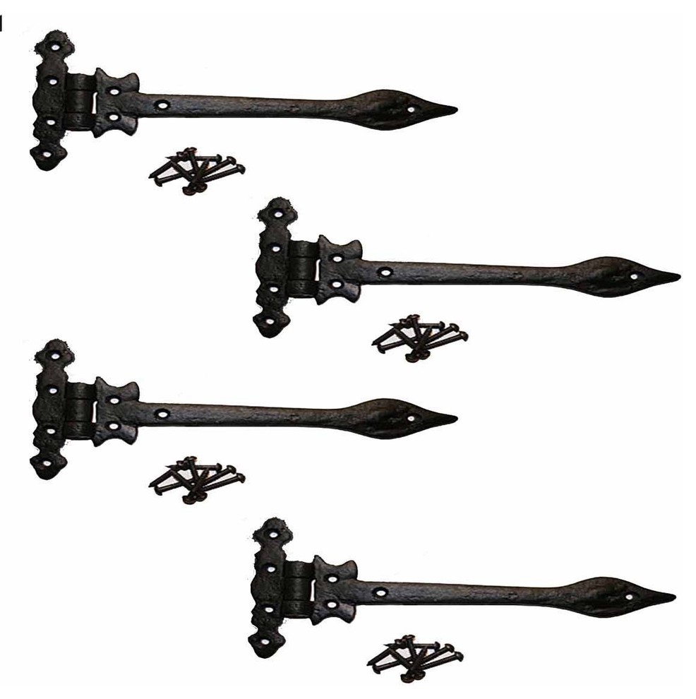 Strap Hinges Black Wrought Iron Spear Tip Rustproof Finish Door Hinge