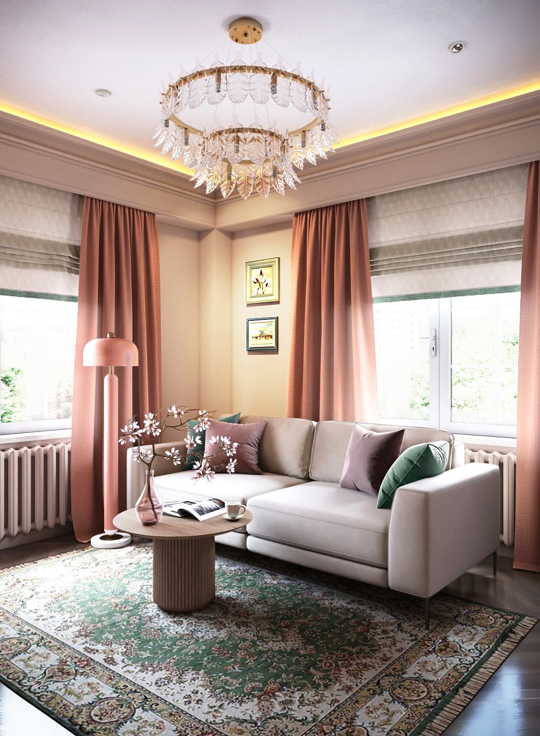 Кораллово-оливковый микс