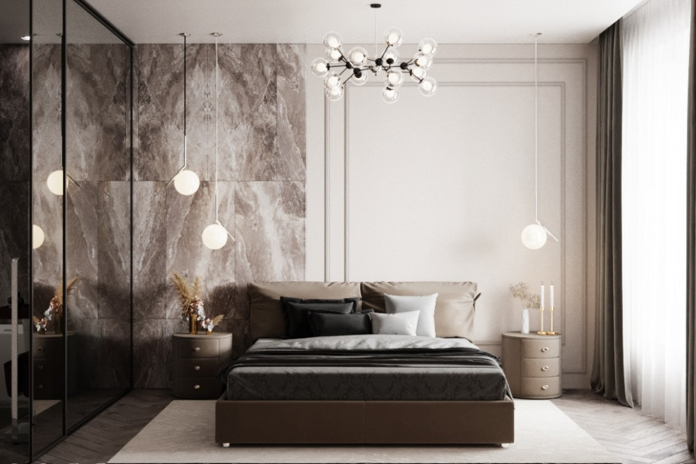 Спальня в проекте "Сдержанное благородство"