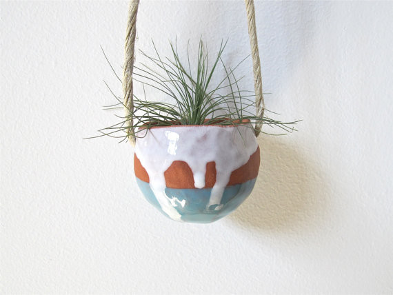 Terracotta Hanging Ceramic Pinch Pot by Mud Puppy