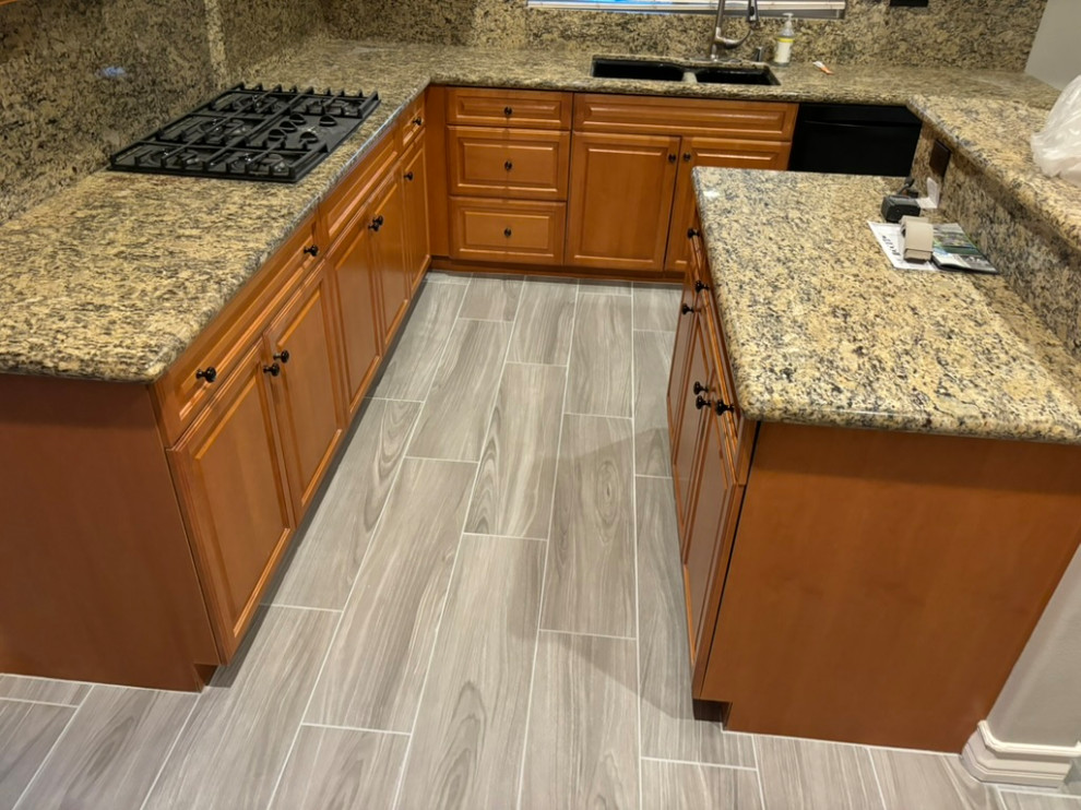 Tile plank install / laundry room cabinetry
