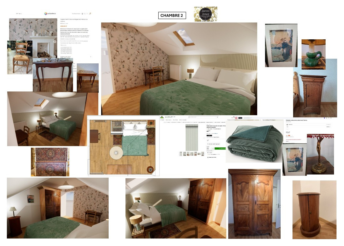 Réemplois pour la décoration de deux chambres sous combles en ville