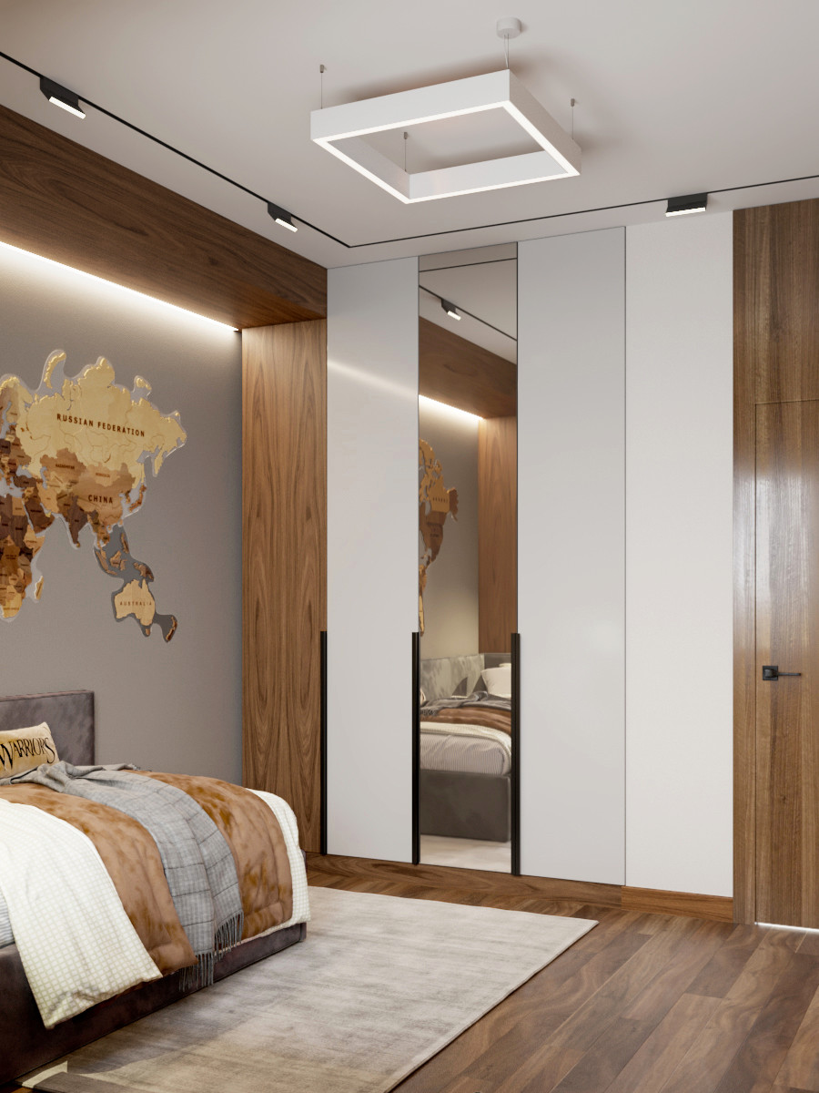 Современная городская квартира с панорамным остеклением в стиле ар-деко