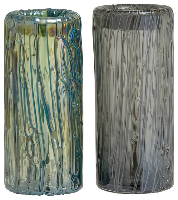 Accustomed Styled Fancy Glass Vases, 2-Piece Set