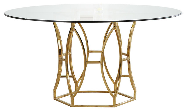 Luna 60 Round Dining Table, 60 Inch Glass Dining Table Round