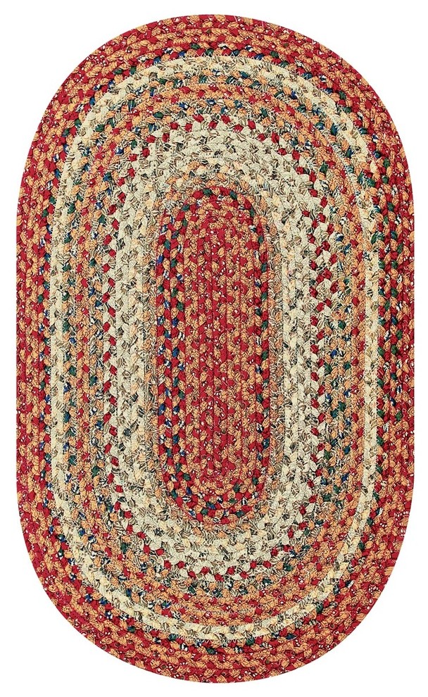 Homespice Decor Pumpkin Pie Cotton Braided Rug (Oval), 5' x 8