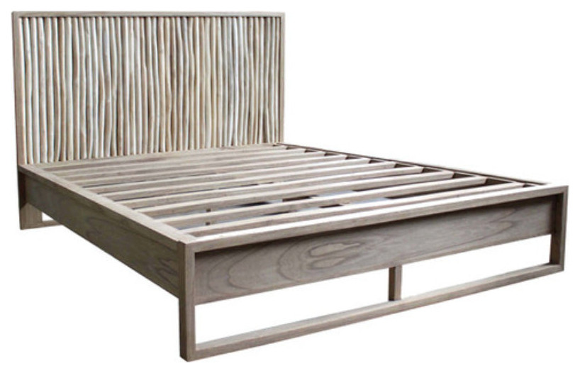 Naya Teak Branch Queen Bed Transitional Platform Beds by