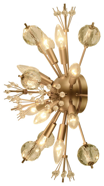 Starburst Sputnik Matte Gold Crystal Modern Large Wall Sconce 20