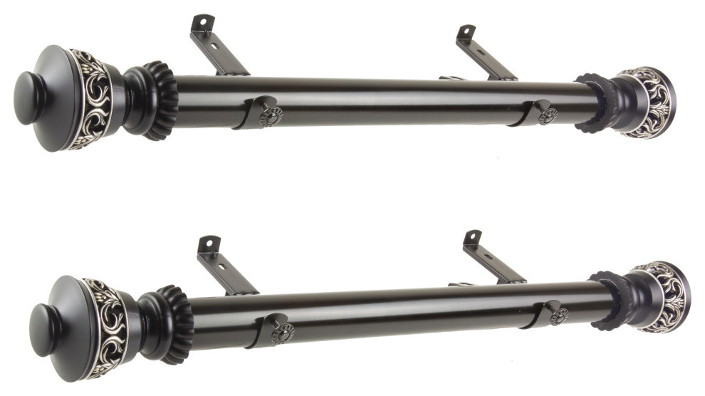 Lattice 1.5" dia. Side Curtain Rod 1220" long, Set of 2 Modern