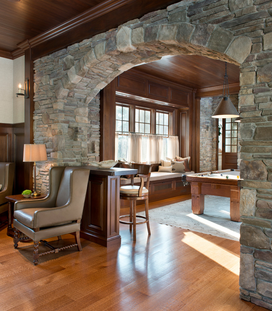 Inspiration for a traditional family room in Boston.