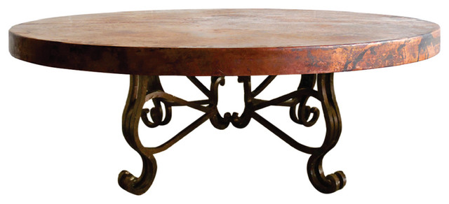 Round Wrought Iron Coffee Table W 48 Hand Hammered Copper Round Wrought Iron Coffee Table W 48 Hand Hammered Copper Top