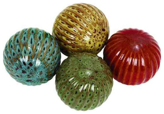 Traditional Multi Colored Ceramic Orbs & Vase Filler Set 40783