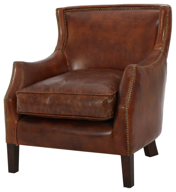 Gdfstudio Tiller Leather Club Chair Brown Reviews Houzz Tiller Leather Club Chair Brown Southwestern Armchairs And Accent Chairs
