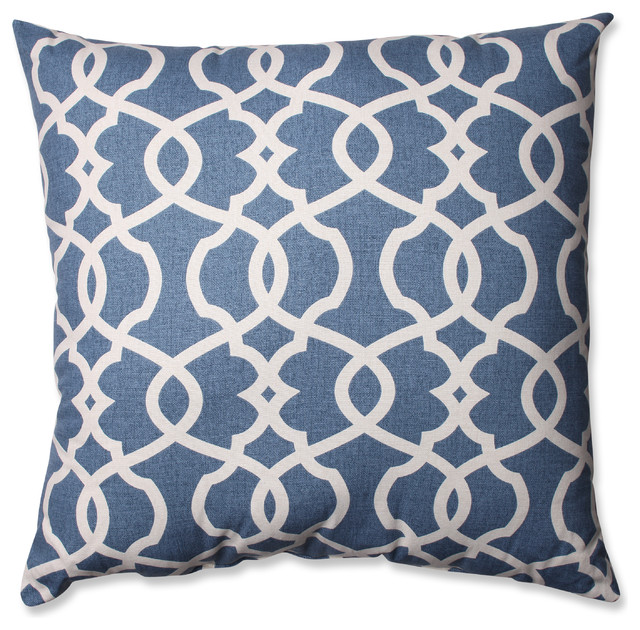 Lattice Damask Blue 23" Floor Pillow, Blue