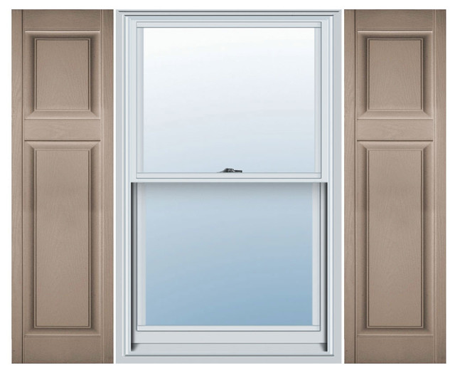 Lifetime Vinyl Custom Offset Raised Panel Shutters, Wicker