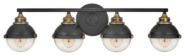 Hinkley Fletcher 4 Light 7 Bathroom Vanity Light In Black Traditional Bathroom Vanity Lighting By Lighting New York