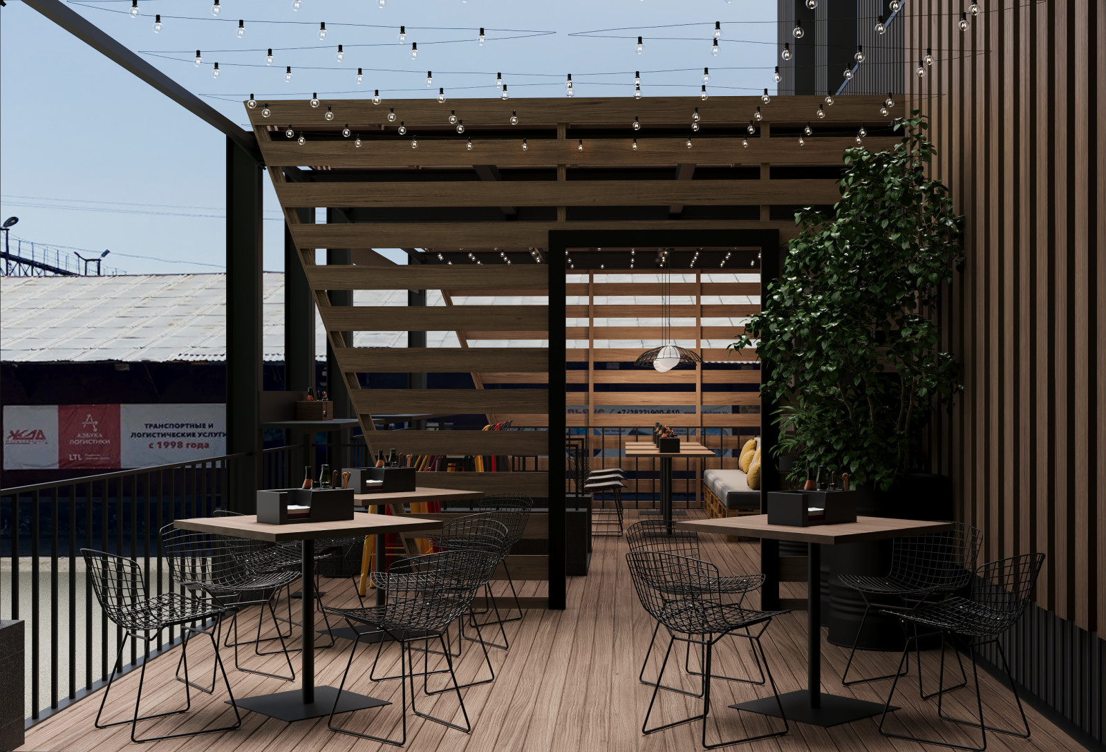 Пиццерия "Станция 9/1" с летней верандой в Томске