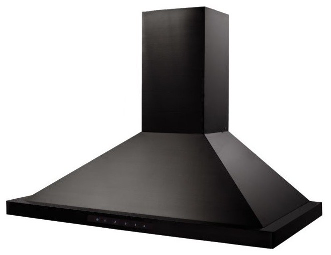 black stainless ventless range hood