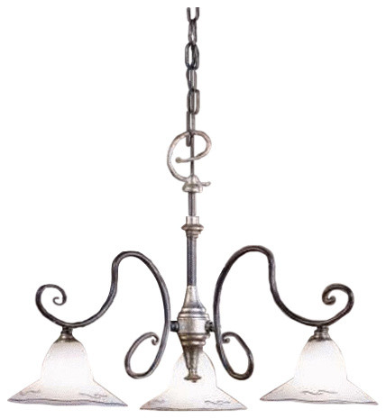 Country Line 1842 Chandelier, Verdigris And Rust, Satin Amber