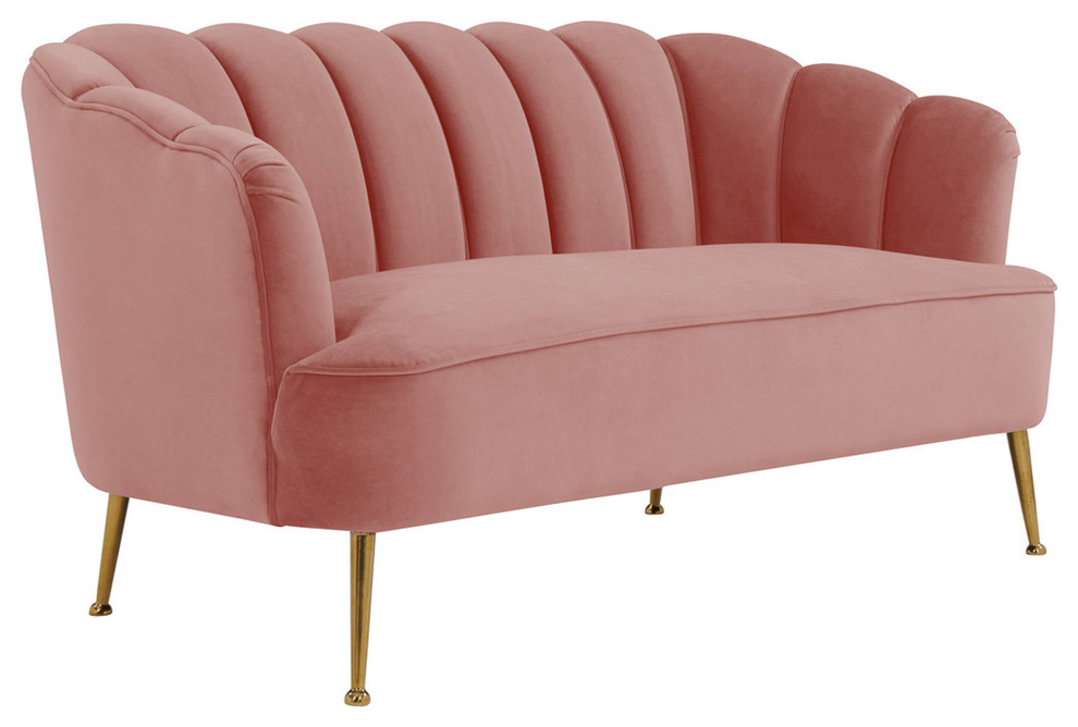 Art Deco Hollywood Regency Glam Pink Loveseat Midcentury Loveseats
