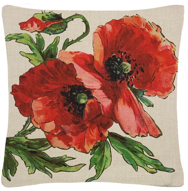 Poppy Throw Pillow Cover, With Insert