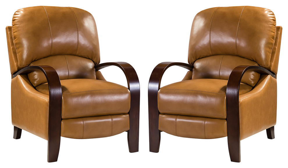 Amanda Genuine Leather Manual Recliner, Set of 2 Contemporary Recliner Chairs by Karat
