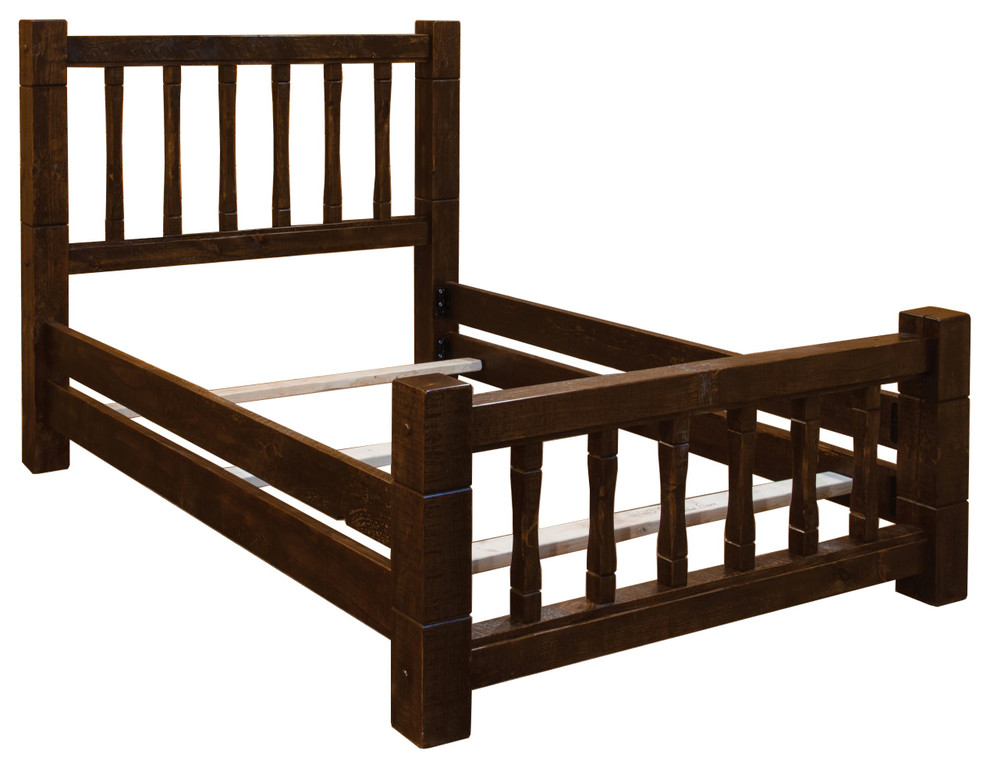 Rustic Barn Wood Style Timber Peg Mission Queen Size Bed