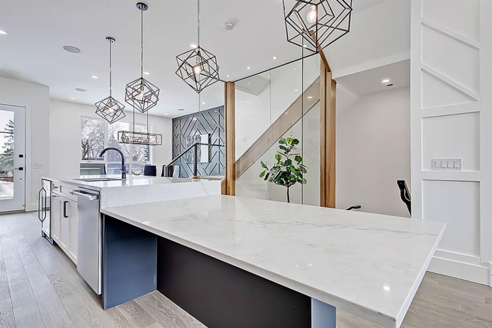 Inspiration for a transitional home design remodel in Calgary