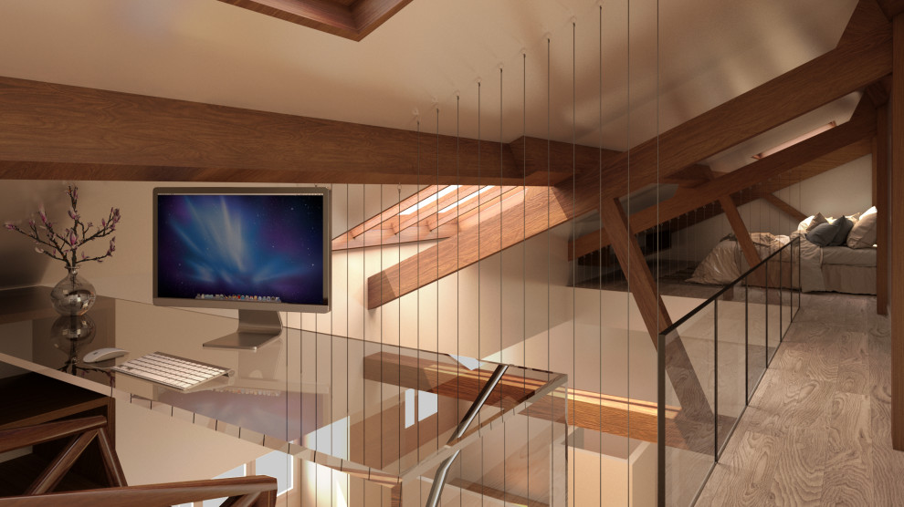 Projet - Vue de la mezzanine depuis l'espace bureau - Modélisation 3D