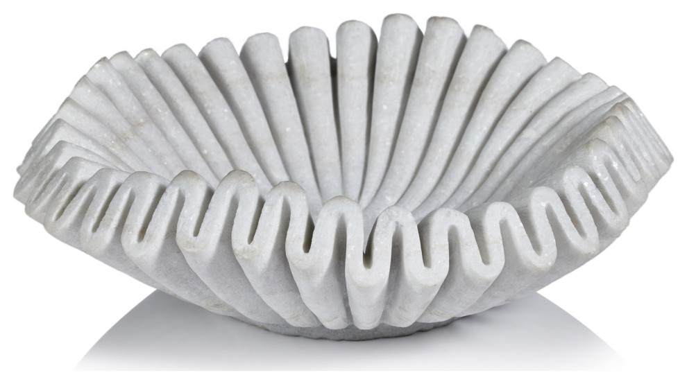 Free- Form Swirl Marble Decorative Bowl - Beach Style - Decorative