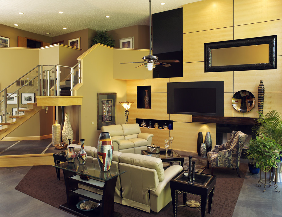 Design ideas for a contemporary living room in Cincinnati.